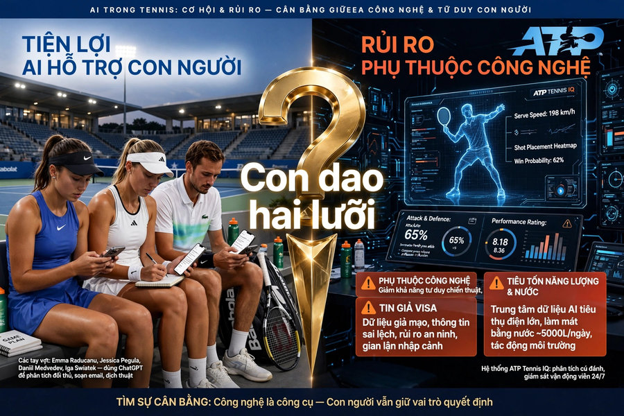 AI bước vào sân tennis chuyên nghiệp có phải là con dao hai lưỡi?