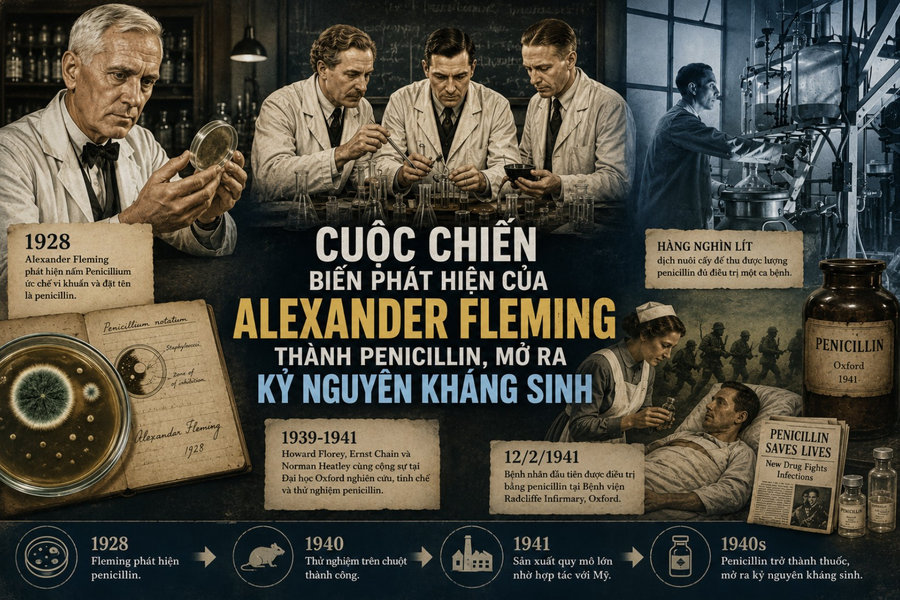 Cuộc chiến biến phát hiện của Alexander Fleming thành penicillin, mở ra kỉ nguyên kháng sinh