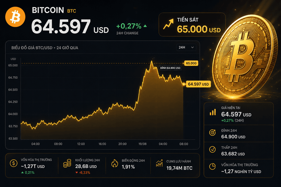 Giá Bitcoin hôm nay 19/8: Tăng giữa lúc dầu giảm và chứng khoán Mỹ bật lại, điều gì đang thay đổi?