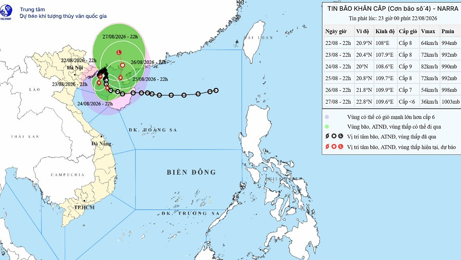 Thời tiết hôm nay 23/8: Bão số 4 khiến hàng loạt tỉnh thành miền Bắc mưa không ngớt