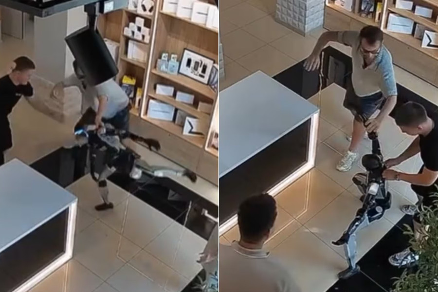 Robot hình người bật chế độ Lý Tiểu Long đáp trả khách hàng khi bị tấn công