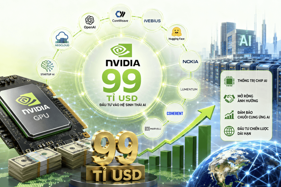 Nvidia rót 99 tỉ USD vào hệ sinh thái AI để củng cố ngôi vương chip