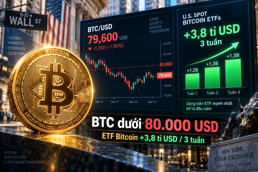 Giá Bitcoin hôm nay 6/9: Dòng tiền lớn quay lại, nhưng vẫn mắc kẹt dưới 80.000 USD